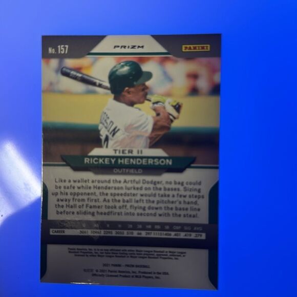 2021 Panini Prizm Green Wave Rickey Henderson #157 tier 11 mint condition - Picture 4 of 4